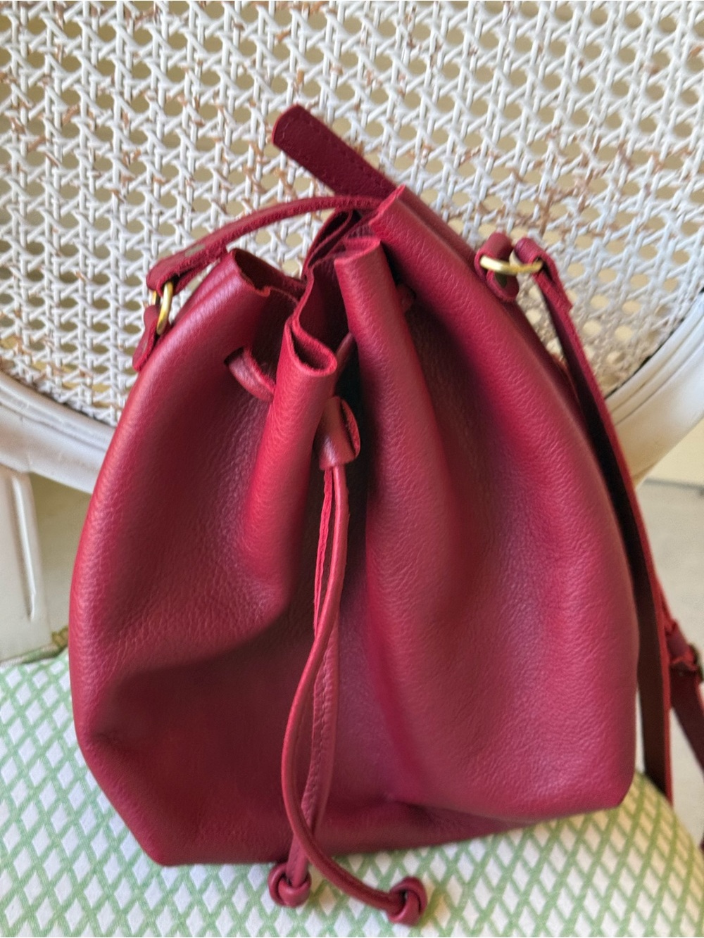 Portland Leather Goods- Large Bucket bag. OS. In Color Flamenco